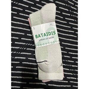 Bataidis 3 Pair Pack Socks M L Cotton Blend Arch Support Seamless Toe